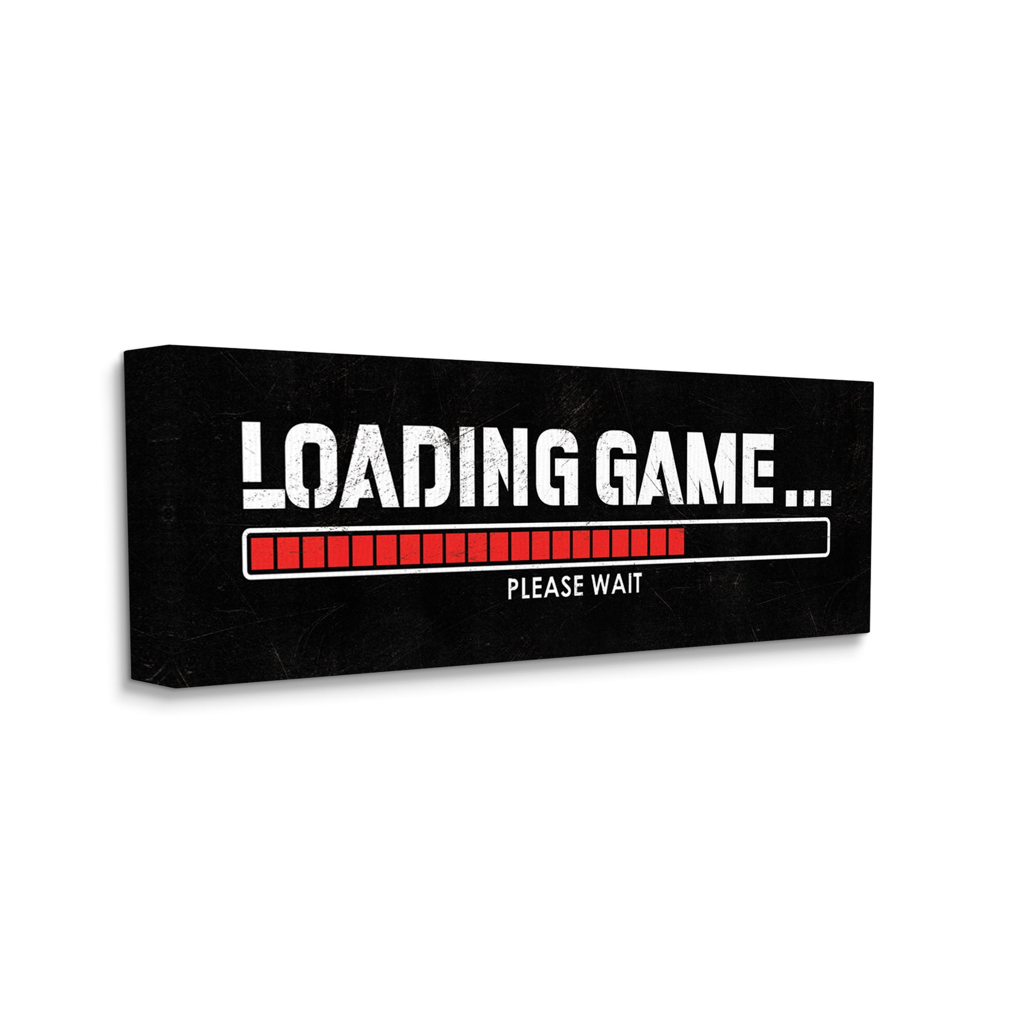 Stupell Industries Loading Game Phrase Typography Painting Gallery Wrapped Canvas Art Print Wall Art, 30 x 13