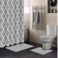 thumbnail image 1 of FMSHPON Morocco 4 Piece Bathroom Set Shower Curtain Bath Rug Contour Mat and Toilet Lid Cover, 1 of 8