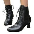 thumbnail image 4 of Mostsola Womens Ankle Boots Vintage Victorian Kitten Heels Sexy Dressy Lace up Short Booties, 4 of 7