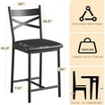 thumbnail image 2 of 26" Bar Stools Set of 2, Counter Height Bar Stools Metal Dining Chairs with Straight-line Back Back and Thick Cushion PU Leather Restaurant Dining Room Chairs with Waterproof Surface,Black, 2 of 7
