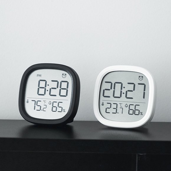 Despertador magnético con sensor de temperatura y humedad - Reloj de escritorio LCD delgado para dormitorio, oficina o nevera