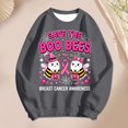 thumbnail image 3 of Breast Cancer Awareness Halloween Sweatshirts for Women Loose Crewneck Save The Boo Bees Graphic Sweatshirt Pullover Tops, 3 of 5