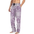 thumbnail image 4 of Men's Pajama Pants with Pockets Sleepwear Lounge Pants Stretch Casual Snowflakes Purple, 4 of 6
