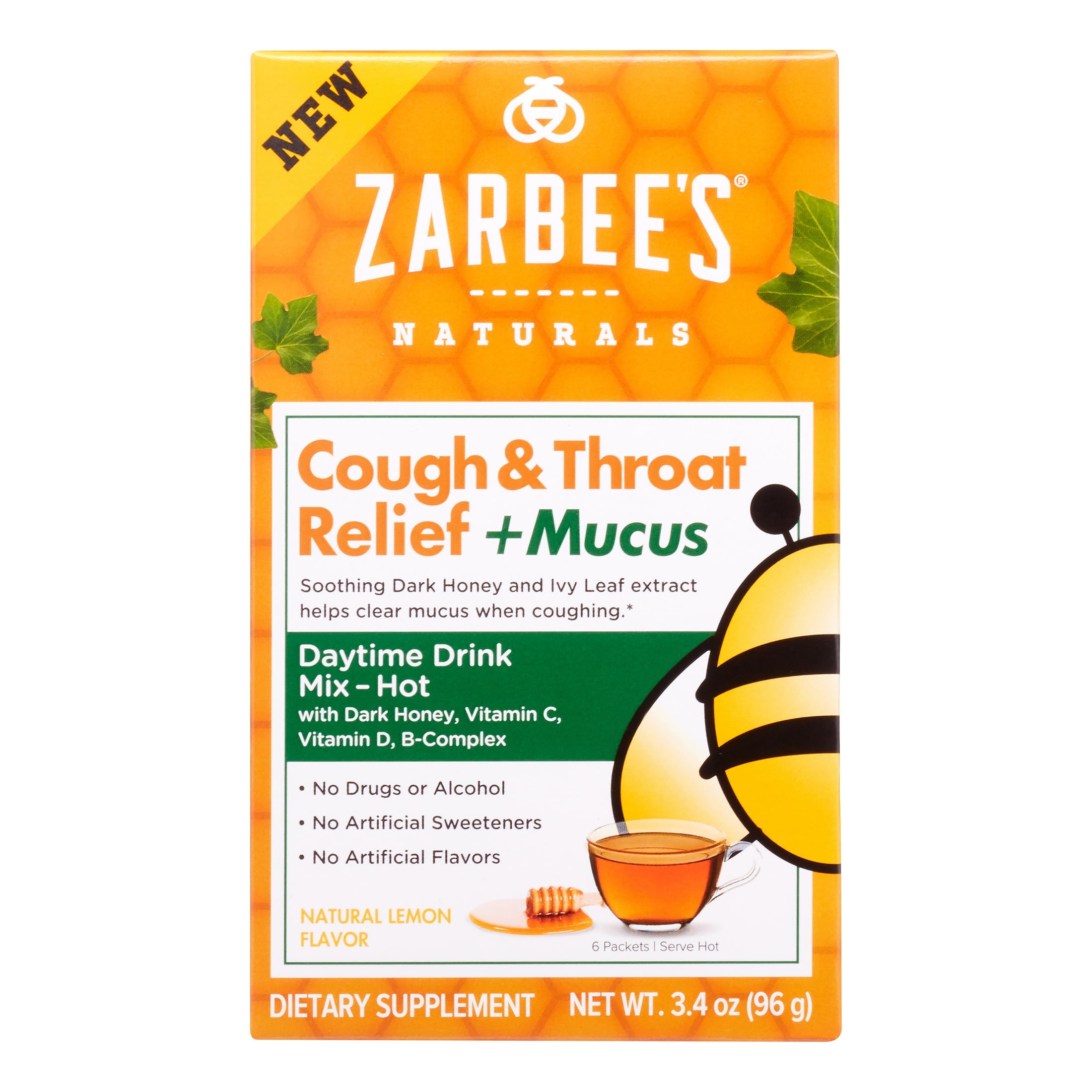 Zarbee's Naturals Cough & Throat Relief + Mucus Daytime Drink Mix with