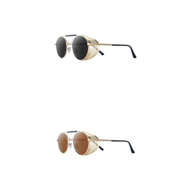2 De Sol Steampunk Con Bloqueo UV400 Para Mujeres Y Hombres, Color Negro Y Marrón. Negro+Marrón Hugo Gafas de sol Steampunk