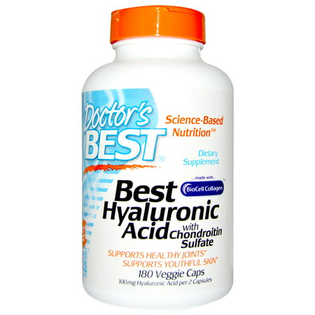 Doctor's Best, Best Hyaluronic Acid, With Chondroitin Sulfate, 180 Veggie Caps(pack of