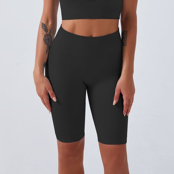 AXXD Yoga Pants for Women,Athletic Legging,Women Athletic Yoga Casual Stetch Shorts,Solid,High Waist Rise,Breathable,Black,M