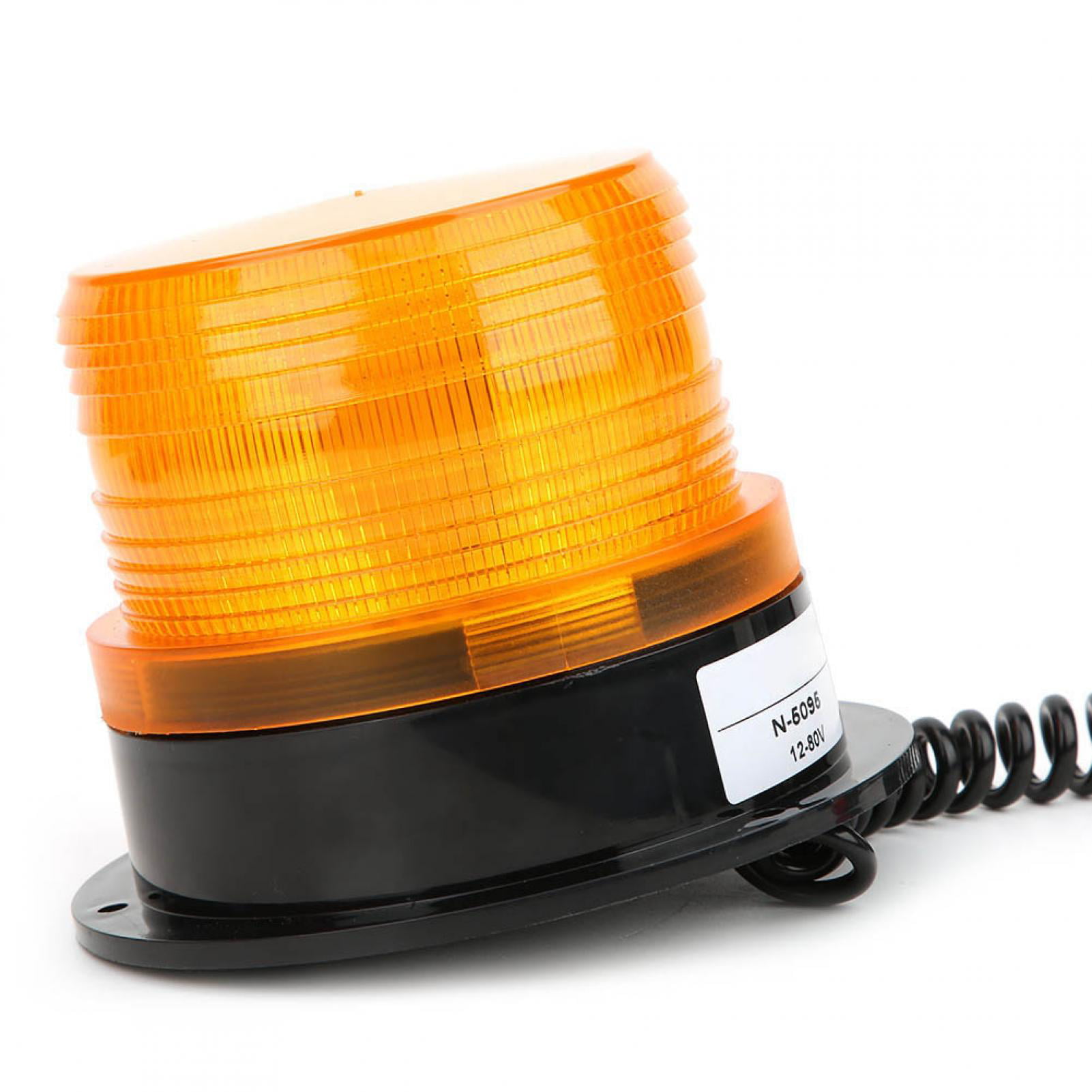 12W LED Amber Magnetic Beacon Light Emergency Warning Strobe Yellow Roof Round 