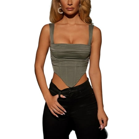 

CenturyX Women s Bustier Corset Top Push Up Strap Tank Vintage Streetwear Crop Tops Party Clubwear Bodice Green XS