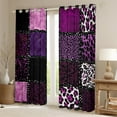 thumbnail image 2 of Homewish Teens Animal Leopard Cheetah Print Curtains Pack of 2 (42x84 Each),Black Pink Curtains Blackout,Abstract Geometric Grid Bedroom Curtains,Microfiber Bedroom Decor, 2 of 6