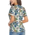 thumbnail image 2 of Goofa Dinosaurs And Leaves Pattern Women's Slim-Fit Short-Sleeve V-Neck T-Shirt,Classic-Fit Short-Sleeve V-Neck T-Shirt-Medium, 2 of 5
