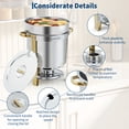 thumbnail image 4 of 11QT Gold Round Soup Chafer Set of 2, Commercial Stainless Steel Food Warmer with Notched Lid & Fuel Holder for Buffets Catering Parties, 4 of 7