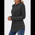 thumbnail image 4 of Sudadera con Capucha de Punto Acanalado Suave para Mujer, Suéter de Larga, Sudadera Ligera y Acogedora para Otoño. Negro XXL, 4 of 6