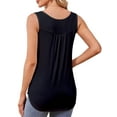 thumbnail image 6 of JYLFC Sleeveless T-Shirts for Women Henley V-Neck Summer Tank Top, Black XL, 6 of 7