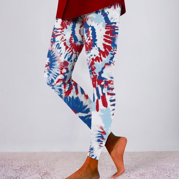 WILLBEST Leggings de Yoga Con Estampado Tie-Dye Del Día de La Independencia Para Mujer, Pantalones de Entrenamiento de Levantamiento, Cintura Alta, Elásticos, Cómodos, Ropa Deportiva Chica