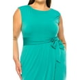 thumbnail image 6 of MOA Collection Women's Plus Size Sleeveless Sheath Dress Knife PleatsTulip Skirt Front Sash Detail, 6 of 6