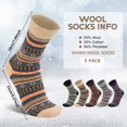 thumbnail image 6 of KOITHOT 5 Pack Wool Socks for Men Thermal Winter Thick Crew Socks Vintage Design Men Socks Gift Pack, 6 of 6