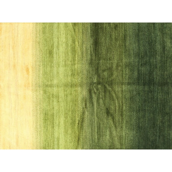 Ahgly Company Machine Washable Indoor Rectangle Contemporary Yellow Green Grosbeak Green Area Rugs, 2' x 4'