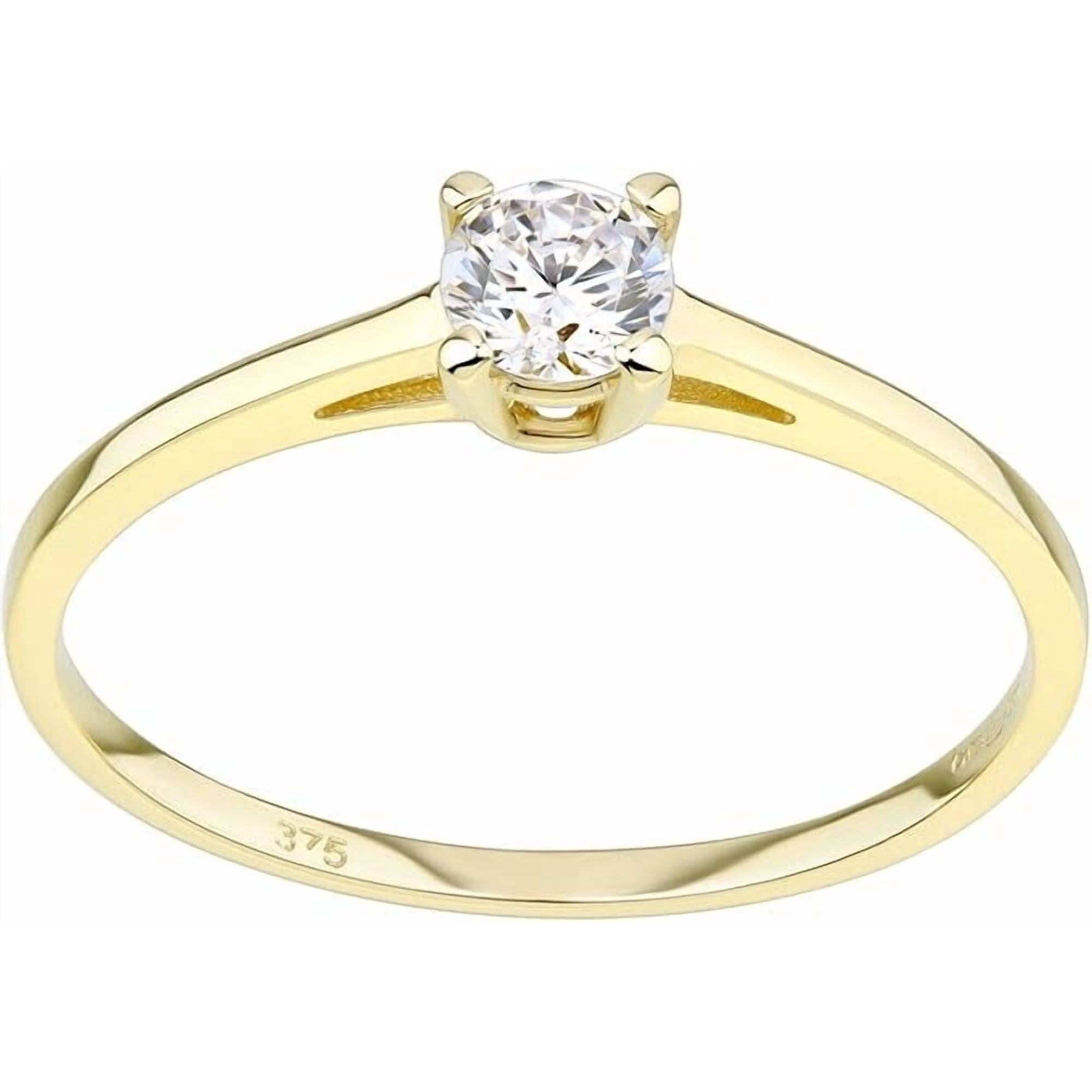 NS Enterprise 14ct Yellow Gold 0.25ct Solitaire Engagement Ring for Women – Classic Round Cut Gold Promise Ring – Elegant Jewelry Gift