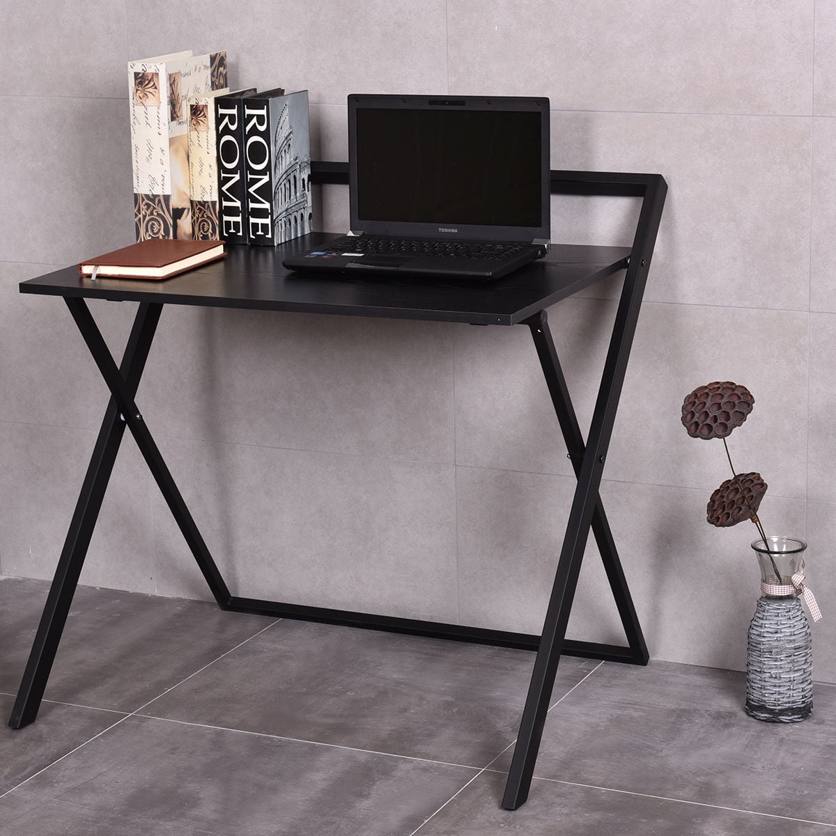 Costway folding wooden computer desk pc laptop table large writing study workstation