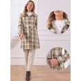 thumbnail image 2 of DARING DIVA Women's Single Breasted Vintage Winter Overcoat Plaid Pea Coat S Khaki, 2 of 6