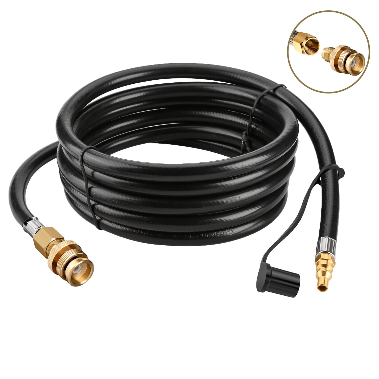 12FT 1/4" Quick Connect Propane Hose for RV to Hook Up Portable Camping BBQ 