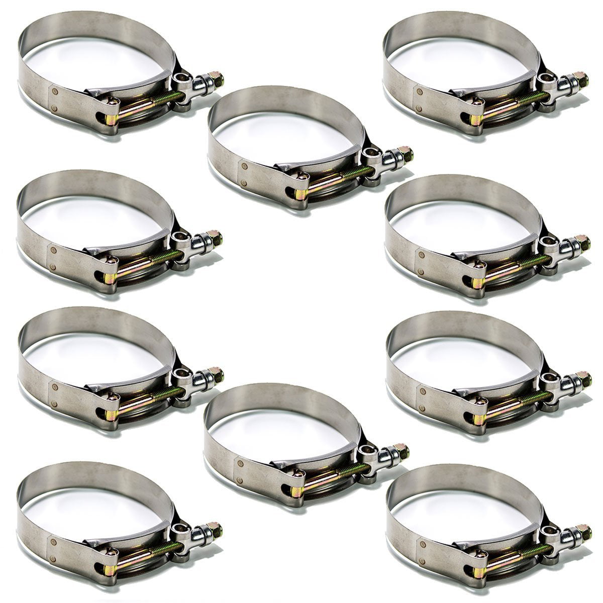 Glarks 5Pcs 63-71mm Stainless Steel T-Bolt Hose Clamps Turbo Intake Soft Hose Intercooler Clamps 