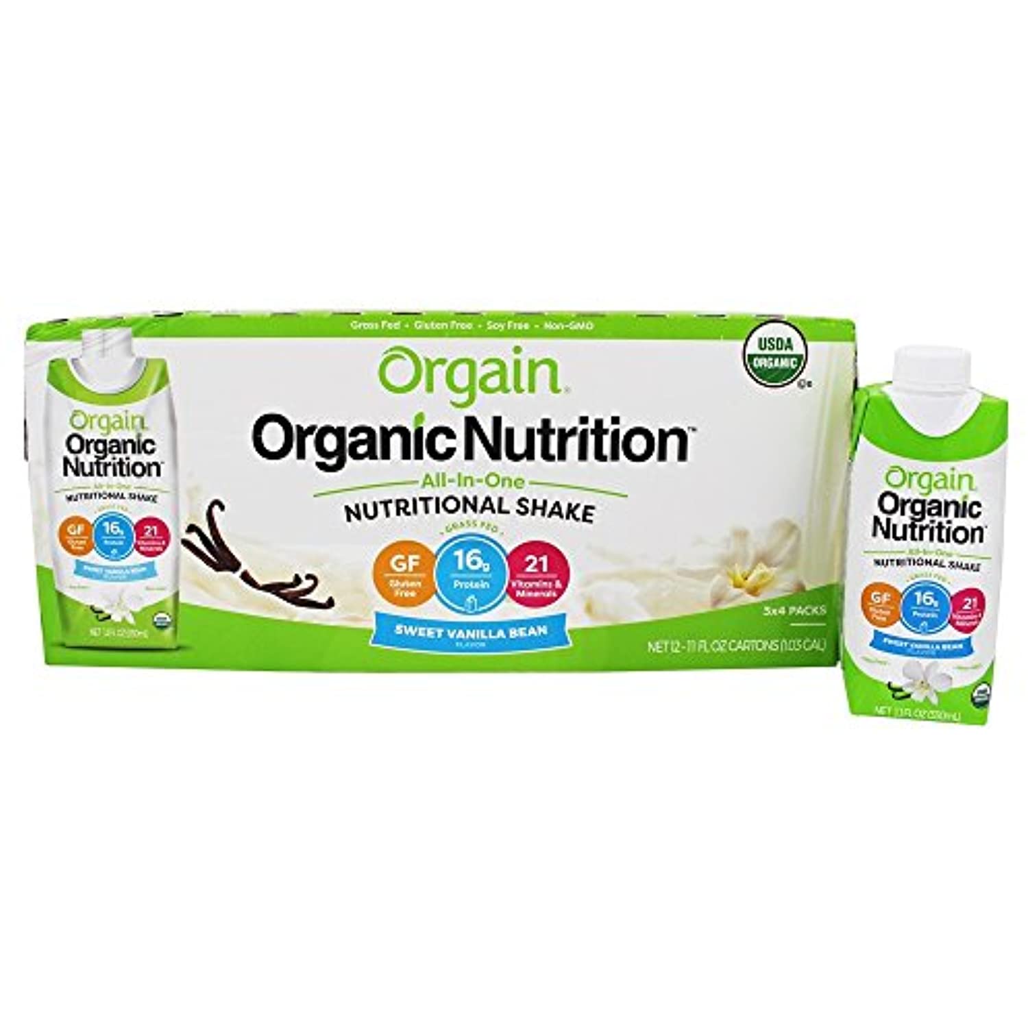 Orgain Ready To Drink Meal Replacement, Sweet Vanilla Bean, 12 Count
