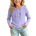 thumbnail image 3 of Abtuhar Fall Hooded Long Sleeve Tops for Girls Solid Casual School Base Layer Tops for 2-12 Years, 3 of 5