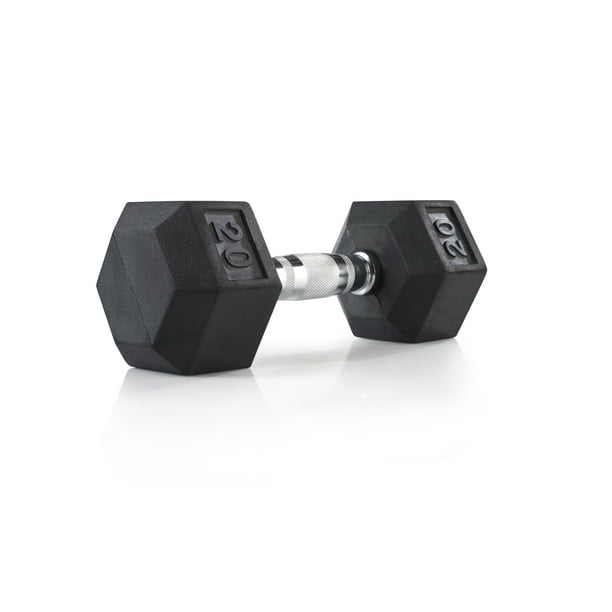 Gold’s Gym Rubber Hex Dumbbell, 20 lbs, Single