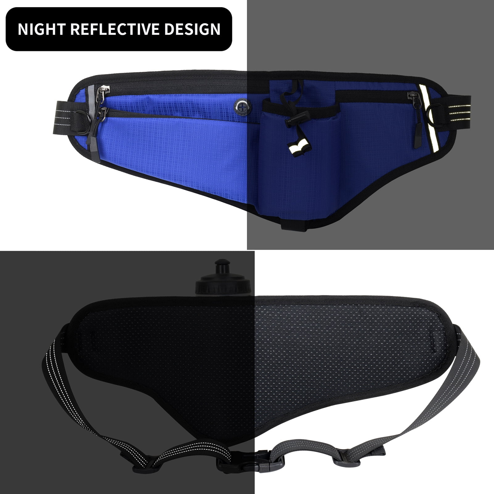 Suodoka Hands Free Dog Leash Waist Pack Water Resistant Night Reflective Large Capacity for Outdoor Dog Walking, Blue (11.02 inches / 28 cm)