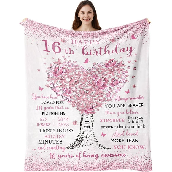 Sweet 16 Gifts for Girls, 16th Birthday Gifts for Girls, 16 Year Old Girl Birthday Gift Ideas, 16th Birthday Decorations, Happy 16th Birthday, Birthday Presents for 16 Year Old Blanket 40"X50"
