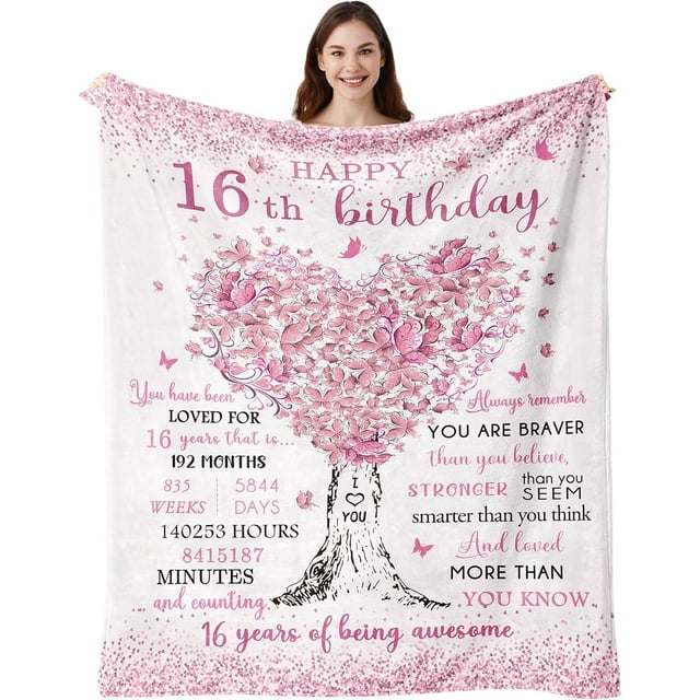 LHSHID Sweet 16 Gifts for Girls 16th Birthday Gifts for Girls 16 Year Old Girl Birthday Gift Ideas 16th Birthday DecorationsBirthday Presents for 16 Year Old Blanket 40"x50"