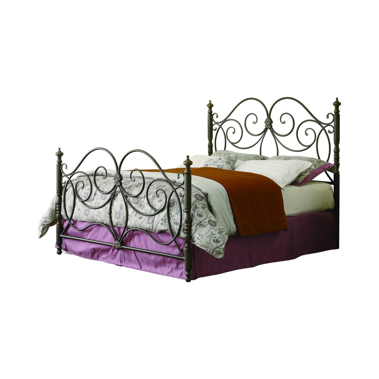 London Eastern King Metal Scroll Bed Dark Bronze