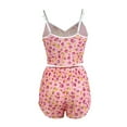 thumbnail image 5 of Xysaqa Women's Mesh Pajama Sets Floral Printed Cami Tank Tops and Shorts Pjs Sets for Women Sexy Sleepwear Comfy Nightwear Pink L, 5 of 7
