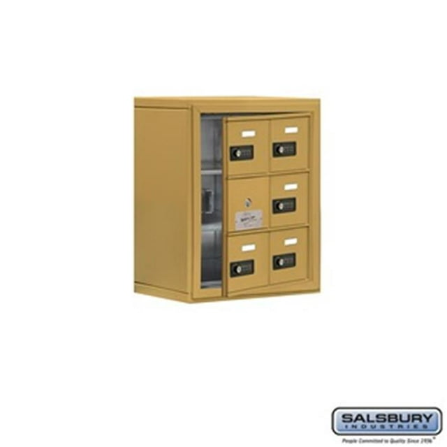 SalsburyIndustries 19138-06GSC Cell Phone Storage Locker With Front Access Panel - 3 Door High Unit, Gold