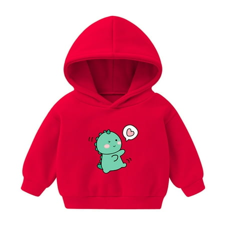 

Fshinging Toddler Sweatshirt Boys Girls Winter Long Sleeve Hoodie Outwear for Kids Clothes Cartoon Love Dinosaur Tops