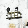 thumbnail image 3 of Suction Cup Shower Caddy, Shower Shelf Soap Dish with Hooks for Razor, Sponge, Rust Proof 304 Stainless Steel, Black, 3 of 5
