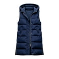 thumbnail image 6 of Staron Women's Winter Vest Hooded Zip Up Lightweight Casual Sleeveless Solid Loose Quilted Puffer Vest Navy L, 6 of 6