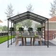 thumbnail image 3 of Metal Carport 10 ×15 FT Heavy Duty with Galvanized Steel Roof, Metal Garage Canopy with Galvanized Steel Roof & Frame, Car Tent Outdoor Storage Shed for Car, Boats and Truck, Gray, 3 of 7