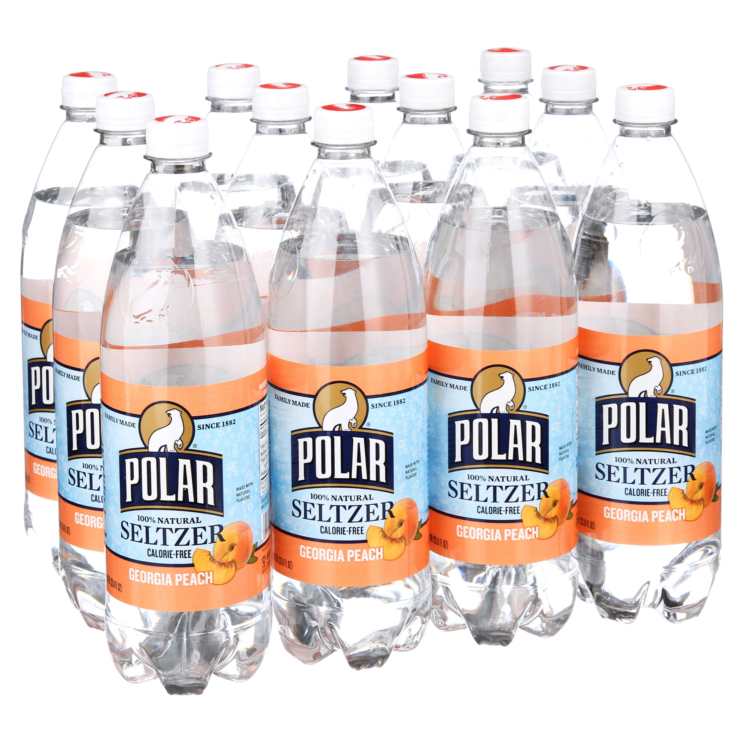 Polar Seltzer Water, Georgia Peach, 33.8 Fl Oz, 12 Count