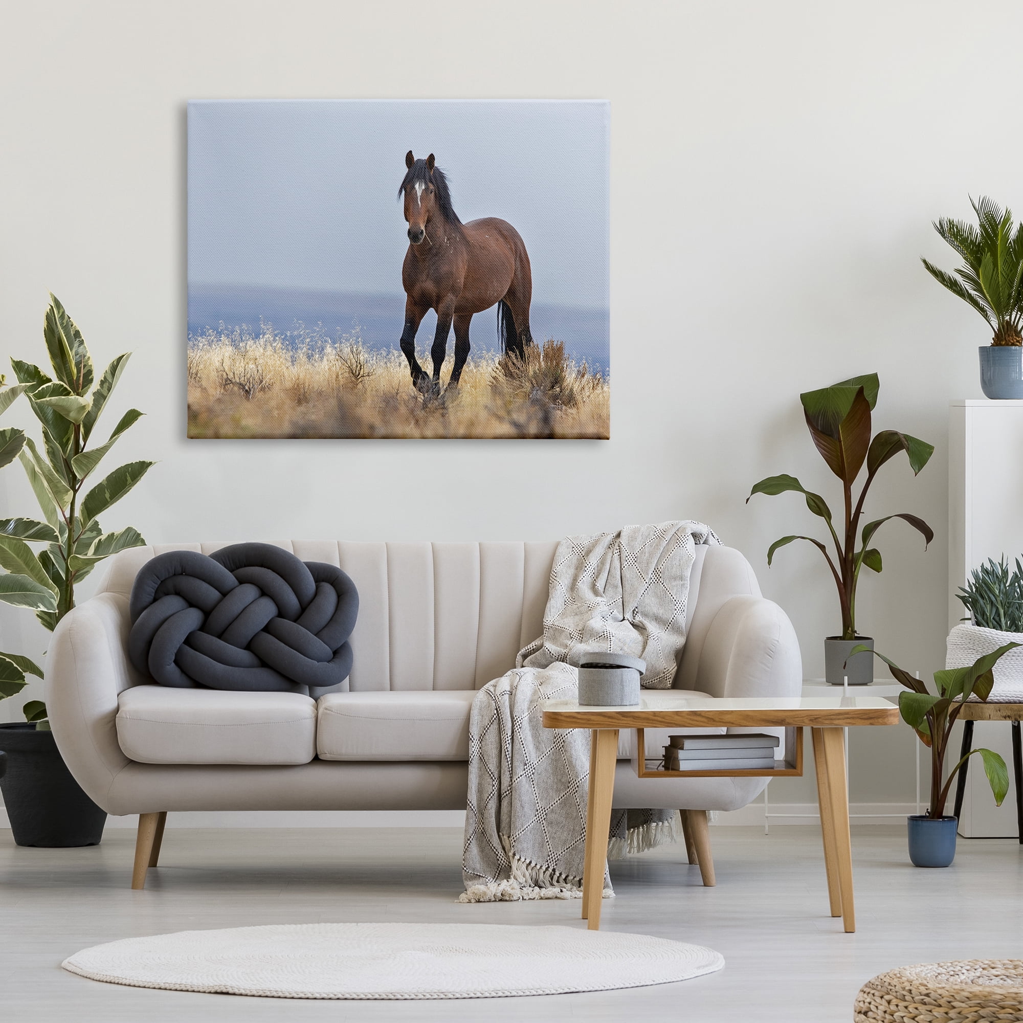 Stupell Industries Equestrian Horse in Wild Countryside Soft Blue Sky, 36 x 48, Designed by Larry McFerrin