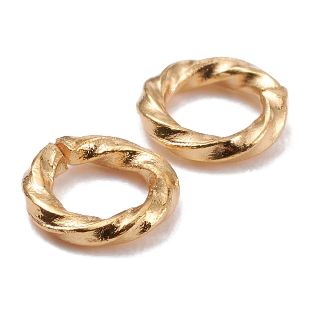 Brass Open Jump Rings Cadmium Free Nickel Free Lead Free Long-Lasting Plated Twisted Round Real 18K Gold Plated 18 Gauge 6x1mm