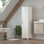 Marcree 65 H Mop Closet Cabinet,Slim Pantry Cabinet with Single Door,Utility Storage Cabinet,Bathroom Cabinet with 3 Adjustable Shelves,White