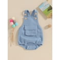thumbnail image 6 of Baby Overalls Jumpsuit Summer Solid Color Sleeveless Romper with Pocket for Newborn Infant Girls Boy Cute Clothes, 6 of 10
