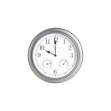 Chaney Instrument Acu Rite Indoor Outdoor Pewter Clock Thermometer Hygrometer Single Pack - 1 b 2 a