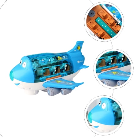 PBPBOX Interactive Learning Airplane Toy Blue Plastic 1Pack with Light