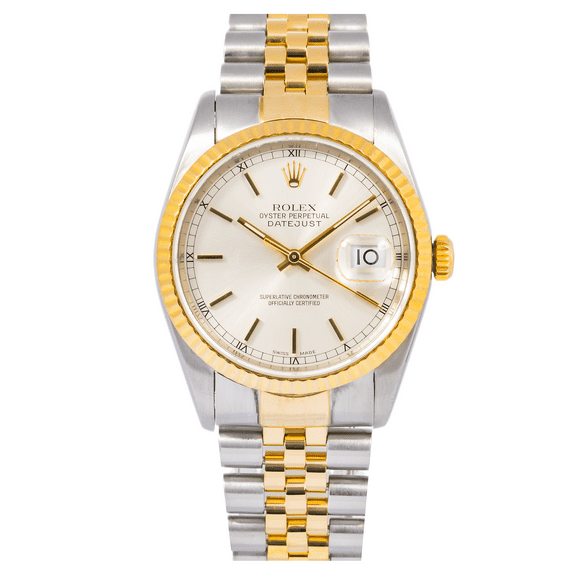 Pre-Owned ROLEX DATEJUST 16233 36MM SILVER DIAL WITH TWO TONE JUBILEE BRACELET