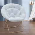 thumbnail image 4 of Round Folding Faux Fur Saucer Chair,Moon Chair for Bedroom Living Room Dorm Garden Courtyard Foldable Metal Frame Oversized Large Comfy Furry Padded Soft Lazy Cozy Lounge Chair for Adults,Light Blue, 4 of 8