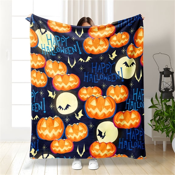 AUQ Cooling Comforter Queen Size Cute Blanket Halloween Lightweight Throw Blanket Women Men Soft Cozy Sofa Living Room Bed Blanket Kids Girls Boys All Season
